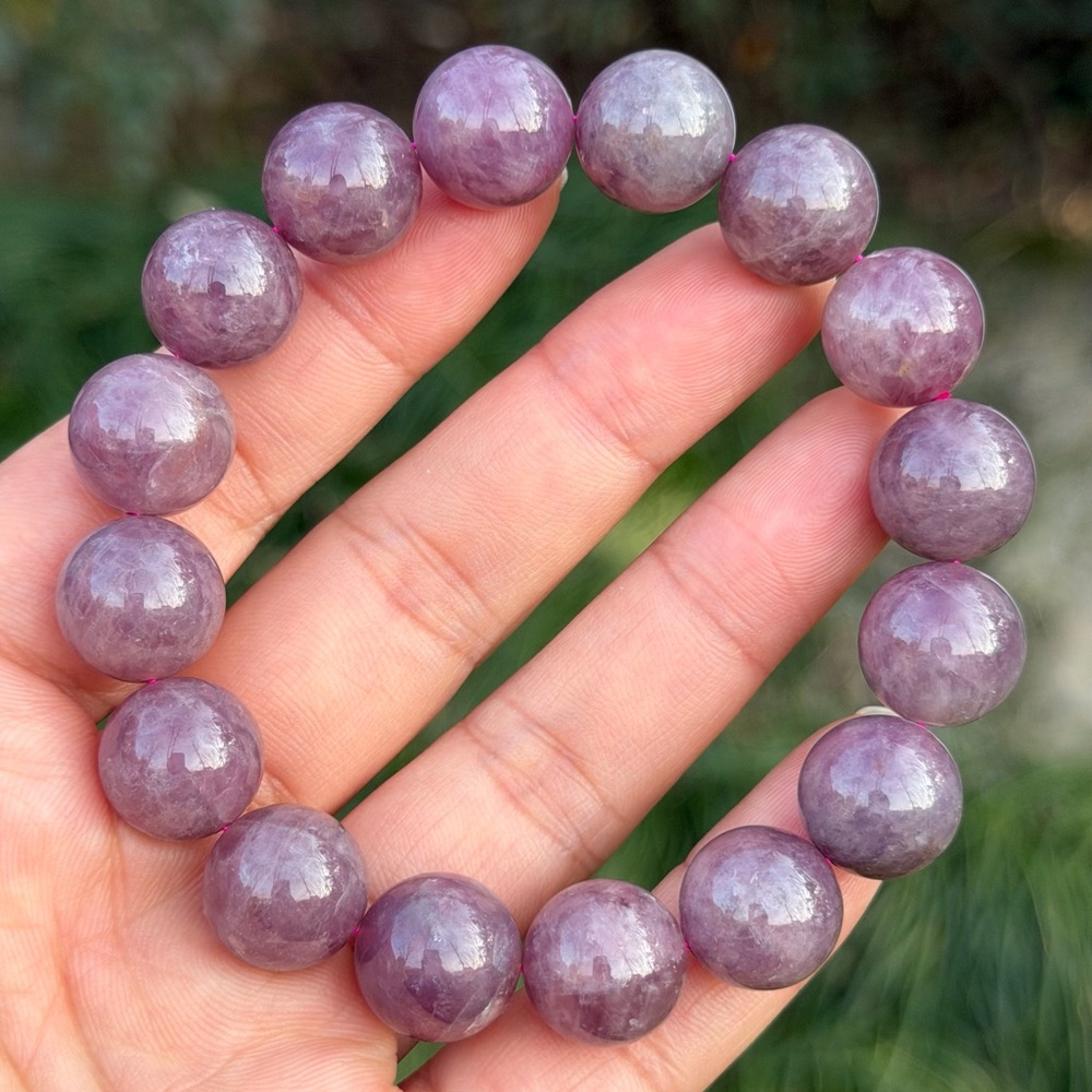 13.5mm stretchable purple rose quartz bracelet 1192â